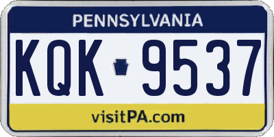 PA license plate KQK9537