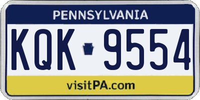 PA license plate KQK9554