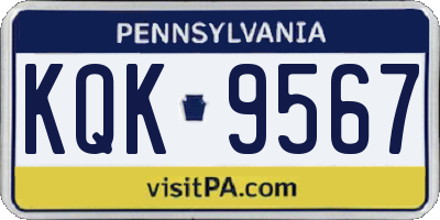 PA license plate KQK9567