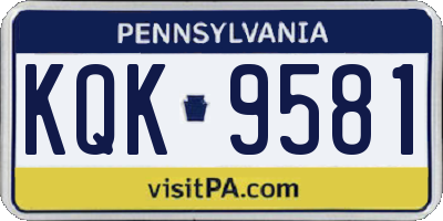 PA license plate KQK9581