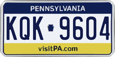 PA license plate KQK9604