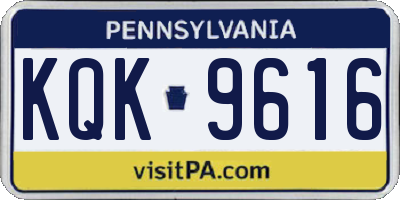 PA license plate KQK9616