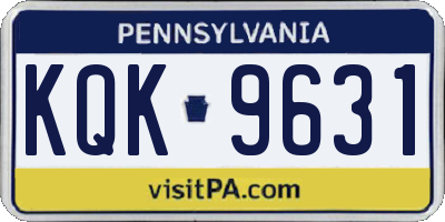PA license plate KQK9631