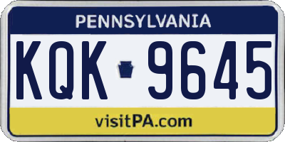 PA license plate KQK9645