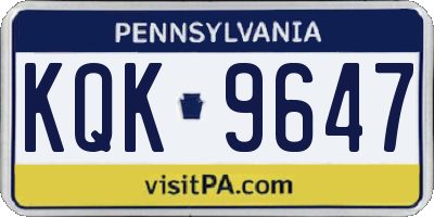 PA license plate KQK9647