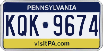 PA license plate KQK9674