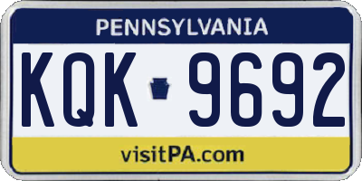 PA license plate KQK9692