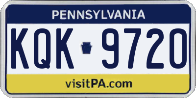 PA license plate KQK9720