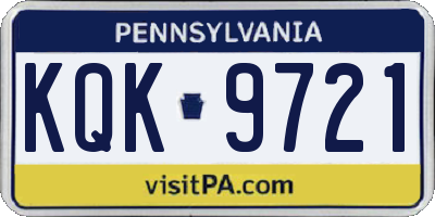 PA license plate KQK9721