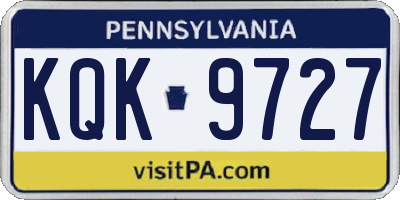 PA license plate KQK9727