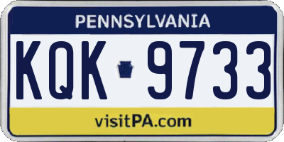 PA license plate KQK9733