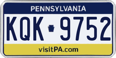 PA license plate KQK9752