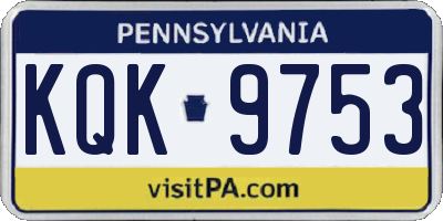 PA license plate KQK9753