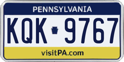 PA license plate KQK9767