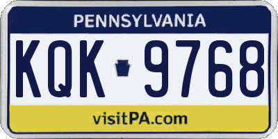 PA license plate KQK9768