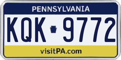 PA license plate KQK9772