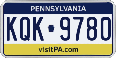 PA license plate KQK9780