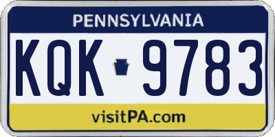 PA license plate KQK9783