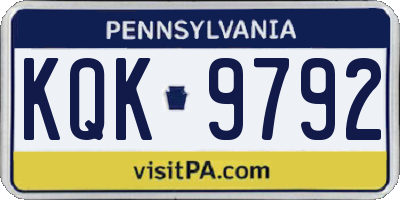 PA license plate KQK9792