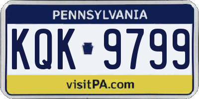 PA license plate KQK9799