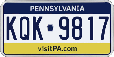 PA license plate KQK9817