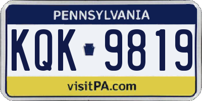 PA license plate KQK9819