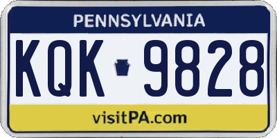 PA license plate KQK9828