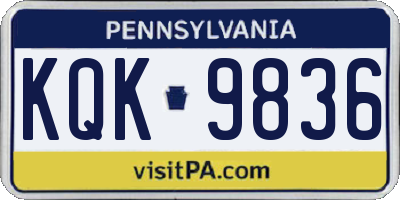 PA license plate KQK9836
