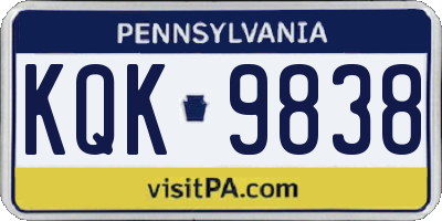 PA license plate KQK9838
