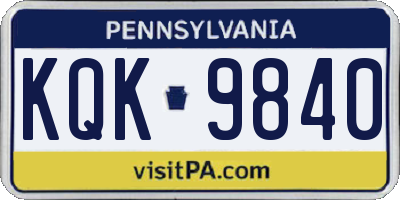 PA license plate KQK9840