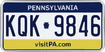 PA license plate KQK9846