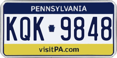 PA license plate KQK9848