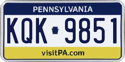 PA license plate KQK9851