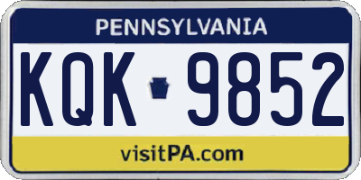 PA license plate KQK9852