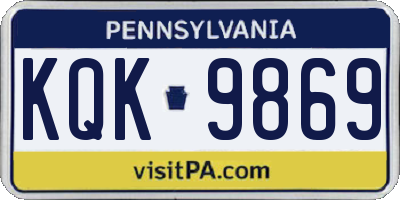PA license plate KQK9869