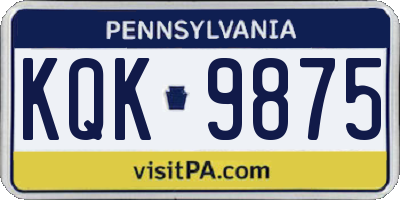 PA license plate KQK9875