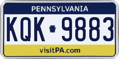 PA license plate KQK9883