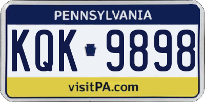 PA license plate KQK9898