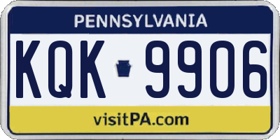 PA license plate KQK9906
