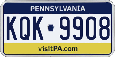 PA license plate KQK9908