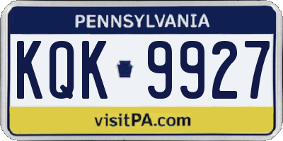 PA license plate KQK9927