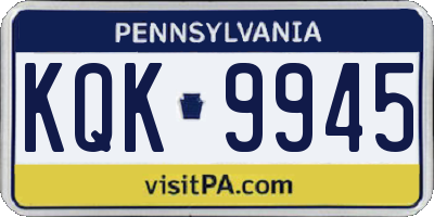 PA license plate KQK9945