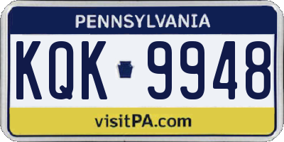 PA license plate KQK9948