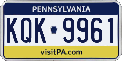 PA license plate KQK9961