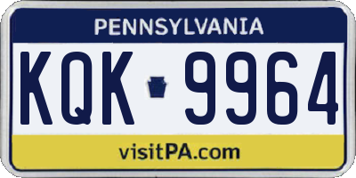 PA license plate KQK9964