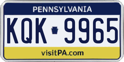 PA license plate KQK9965