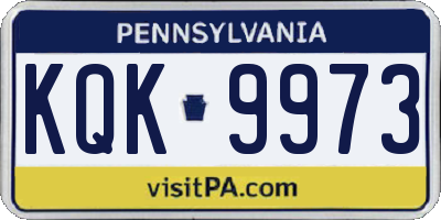 PA license plate KQK9973