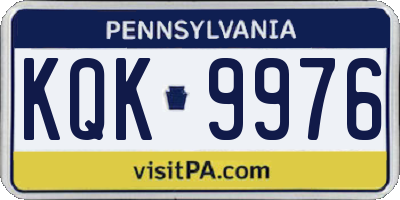 PA license plate KQK9976