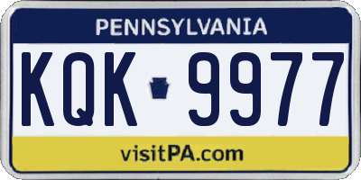 PA license plate KQK9977