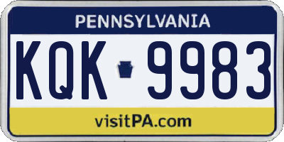 PA license plate KQK9983